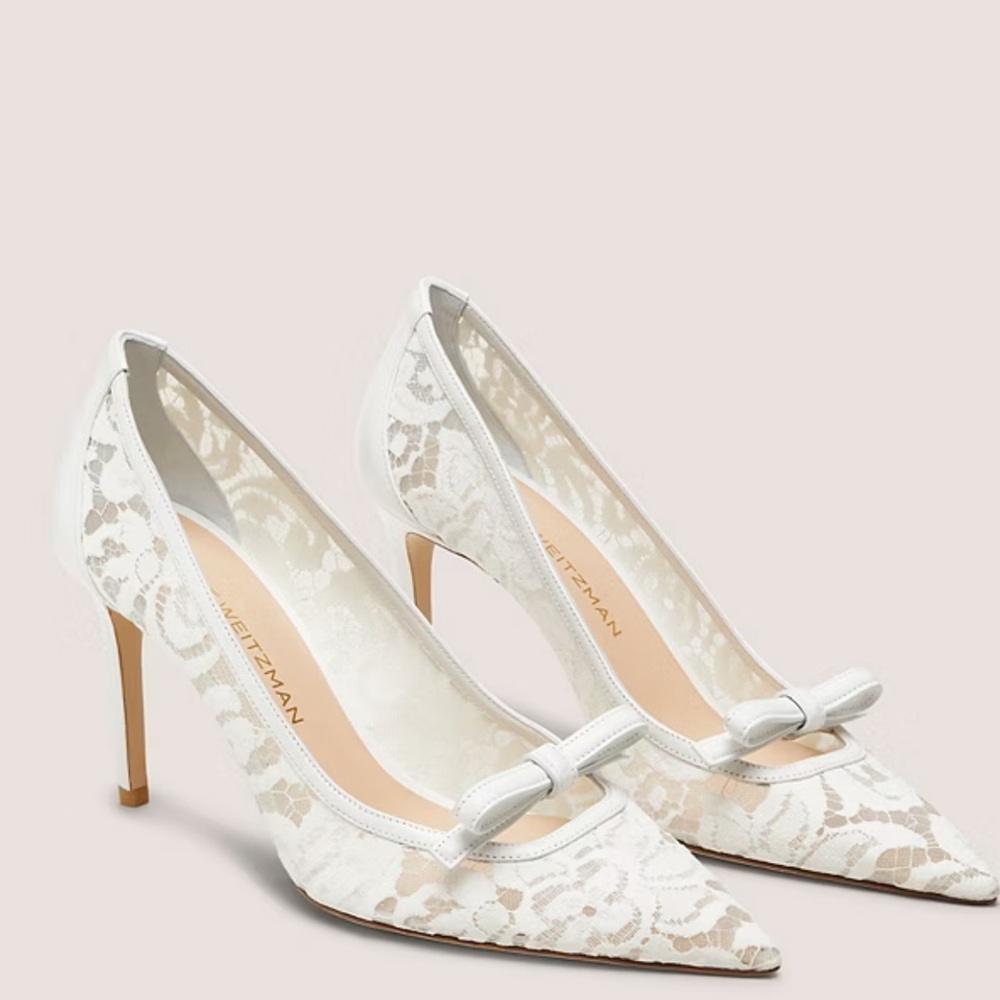 Stuart Weitzman FELICITY 85 Lace & Bow Heels